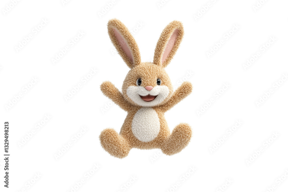 Obraz premium Stuffed rabbit is sitting on a white background, isolated