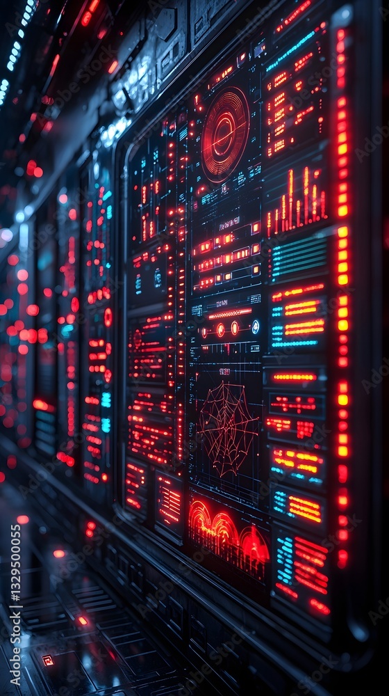 Futuristic Holographic Spider Graph Displaying Performance Metrics and Analytics Data Futuristic Holographic Spider Graph Displaying Performance Metrics and Analytics Data