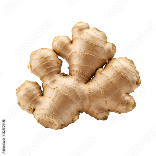Isolated ginger root on transparent background, close-up studio shot, perfect for culinary design and healthy eating content