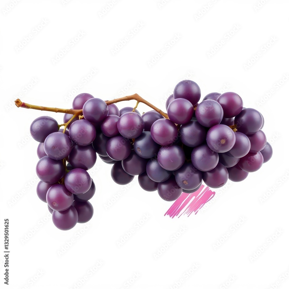 3D Purple Grapes with Artistic Paintbrush Stroke Effect, Isolated on White Background for a Creative Look 3D Purple Grapes with Artistic Paintbrush Stroke Effect, Isolated on White Background for a Creative Look