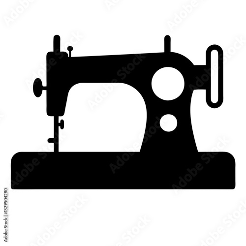 Retro black antique sewing machine isolated on white background