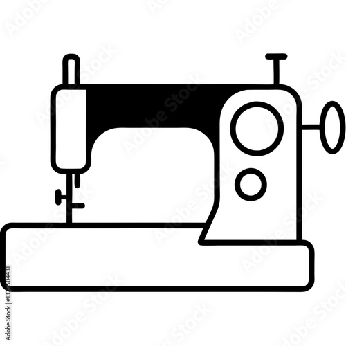 Retro black antique sewing machine isolated on white background