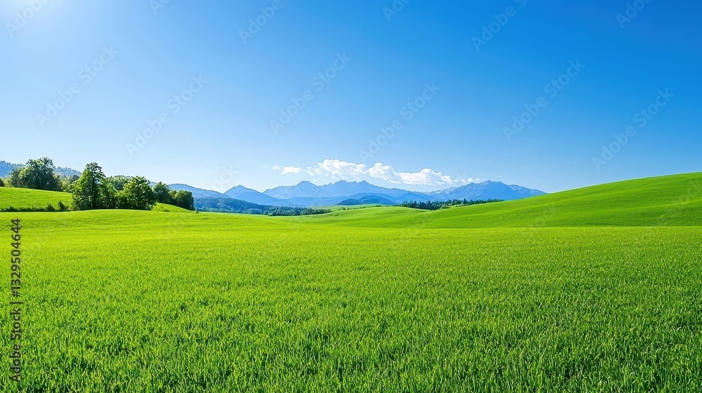 Verdant Fields Rolling Gently Towards Majestic Mountains Verdant Fields Rolling Gently Towards Majestic Mountains