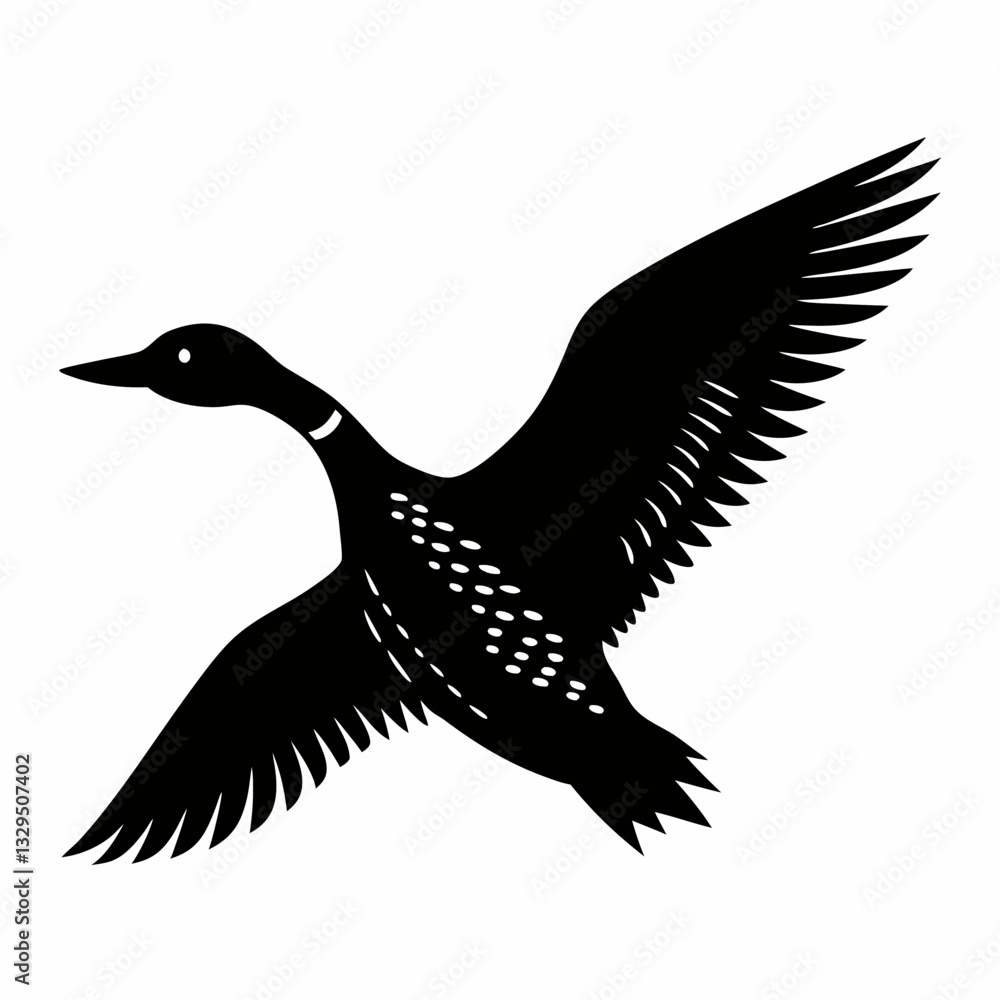 Obraz premium Flight of the Black Duck: A Monochromatic Silhouette