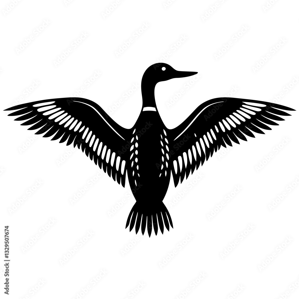 Fototapeta premium Flight of the Black Duck: A Monochromatic Silhouette