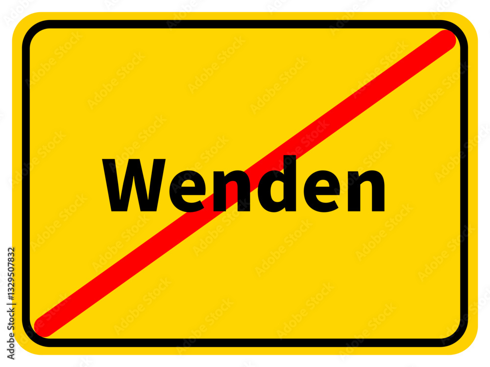 Illustration eines Stadtausgangsschildes von Wenden, einer Gemeinde des Kreises Olpe Illustration eines Stadtausgangsschildes von Wenden, einer Gemeinde des Kreises Olpe