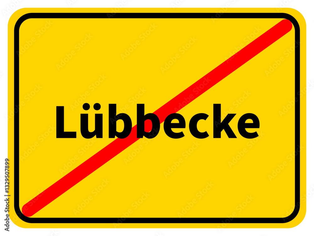 Illustration eines Stadtausgangsschildes von Lübbecke, einer Gemeinde des Kreises Minden-Lübbecke Illustration eines Stadtausgangsschildes von Lübbecke, einer Gemeinde des Kreises Minden-Lübbecke