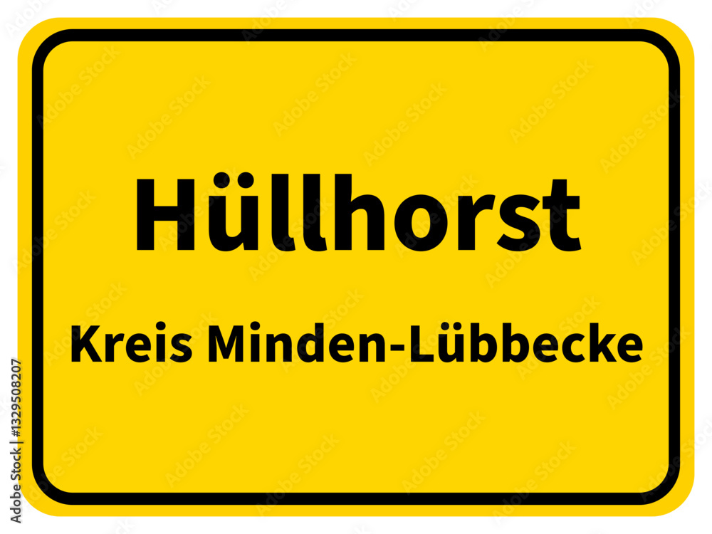 Obraz premium Illustration eines Stadteingangsschildes von Hüllhorst, einer Gemeinde des Kreises Minden-Lübbecke