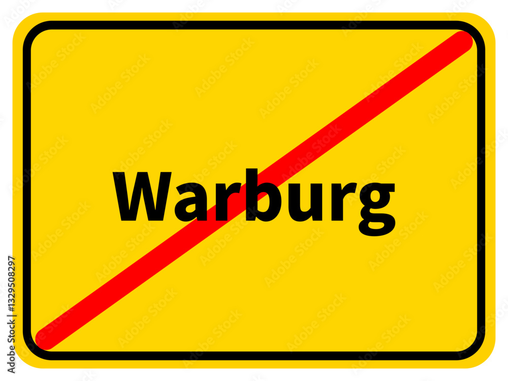 Illustration eines Stadtausgangsschildes von Warburg, einer Gemeinde des Kreises Höxter Illustration eines Stadtausgangsschildes von Warburg, einer Gemeinde des Kreises Höxter