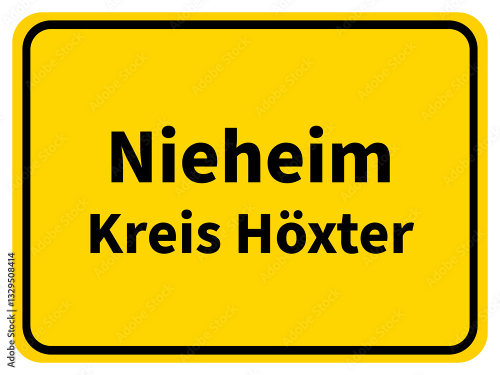 Illustration eines Stadteingangsschildes von Nieheim, einer Gemeinde des Kreises Höxter Illustration eines Stadteingangsschildes von Nieheim, einer Gemeinde des Kreises Höxter