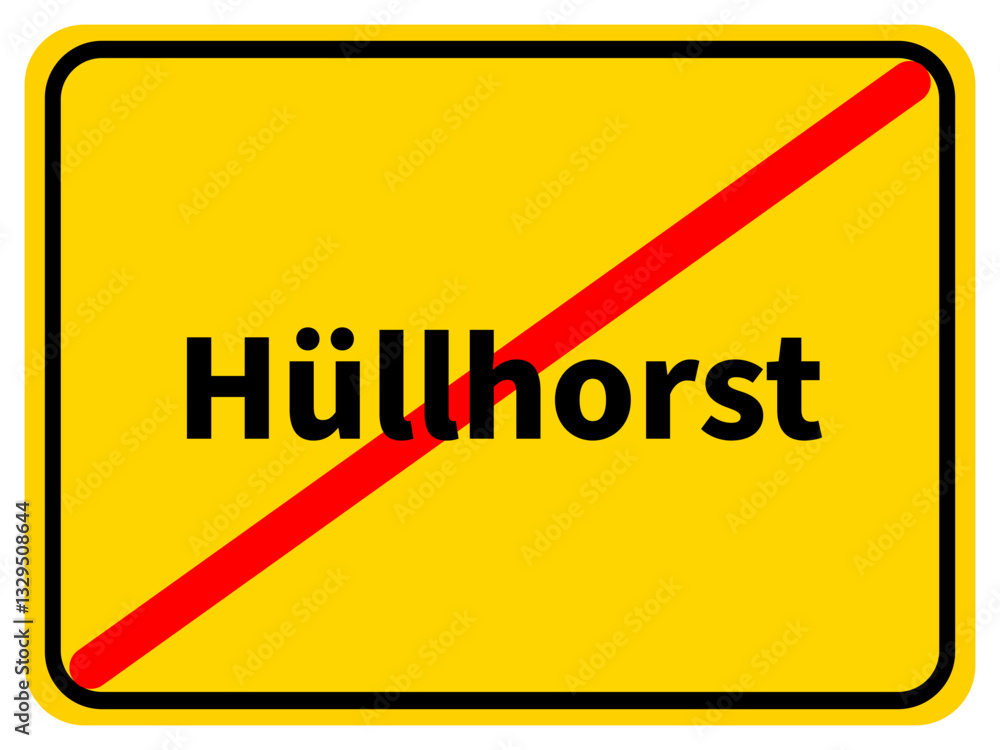 Illustration eines Stadtausgangsschildes von Hüllhorst, einer Gemeinde des Kreises Minden-Lübbecke Illustration eines Stadtausgangsschildes von Hüllhorst, einer Gemeinde des Kreises Minden-Lübbecke