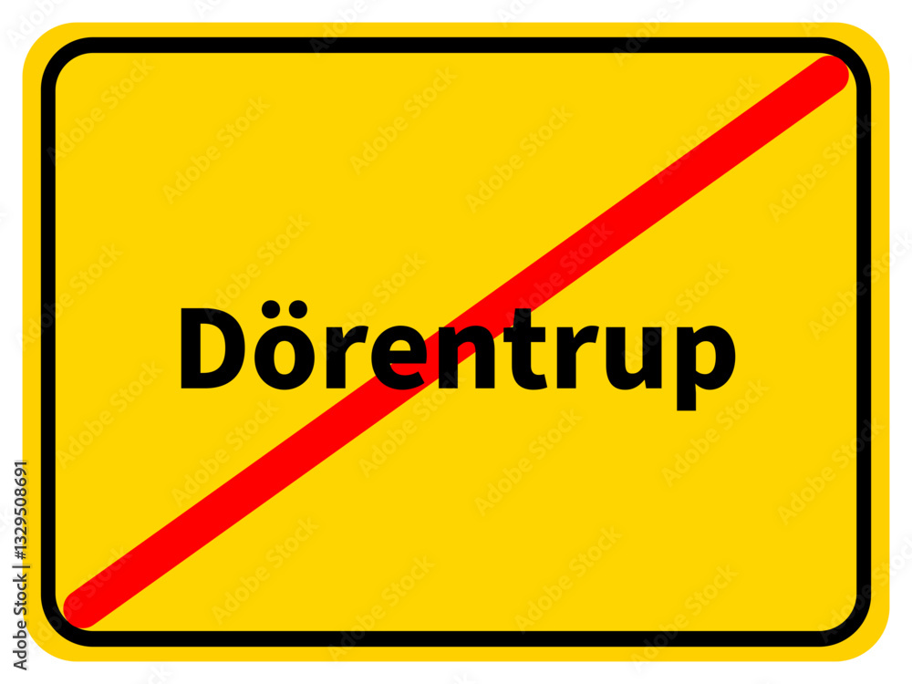 Illustration eines Stadtausgangsschildes von Dörentrup, einer Gemeinde des Kreises Lippe Illustration eines Stadtausgangsschildes von Dörentrup, einer Gemeinde des Kreises Lippe