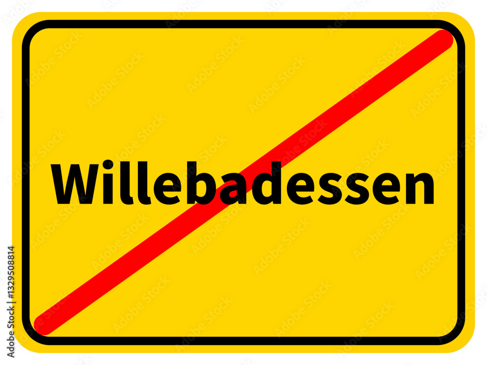 Illustration eines Stadtausgangsschildes von Willebadessen, einer Gemeinde des Kreises Höxter Illustration eines Stadtausgangsschildes von Willebadessen, einer Gemeinde des Kreises Höxter