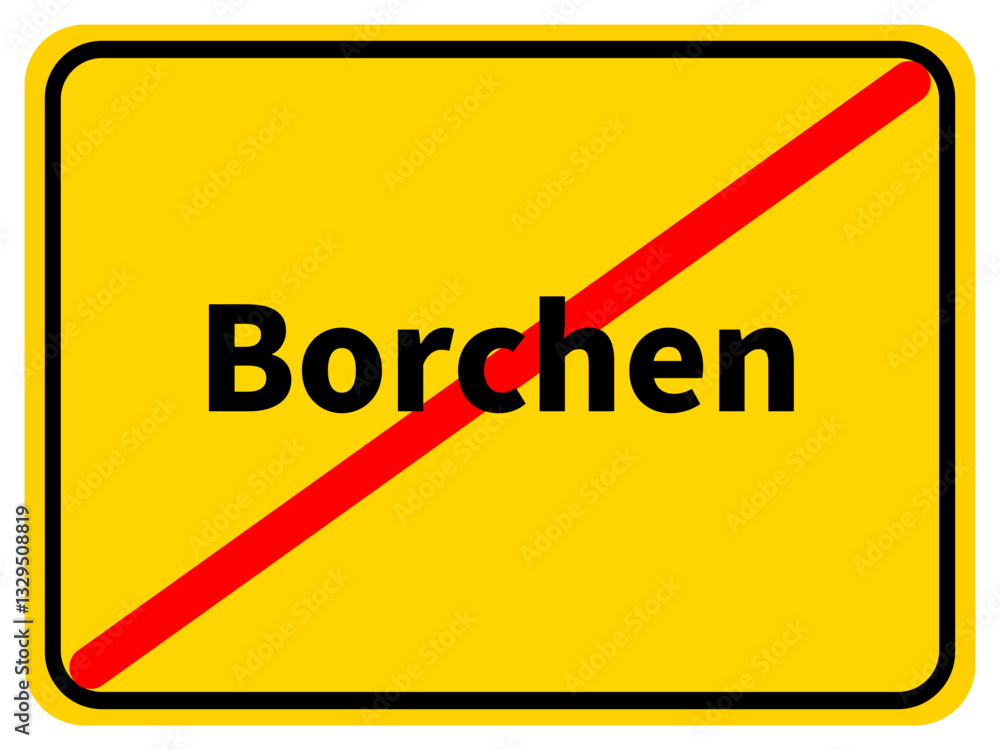 Illustration eines Stadtausgangsschildes von Borchen, einer Gemeinde des Kreises Paderborn Illustration eines Stadtausgangsschildes von Borchen, einer Gemeinde des Kreises Paderborn