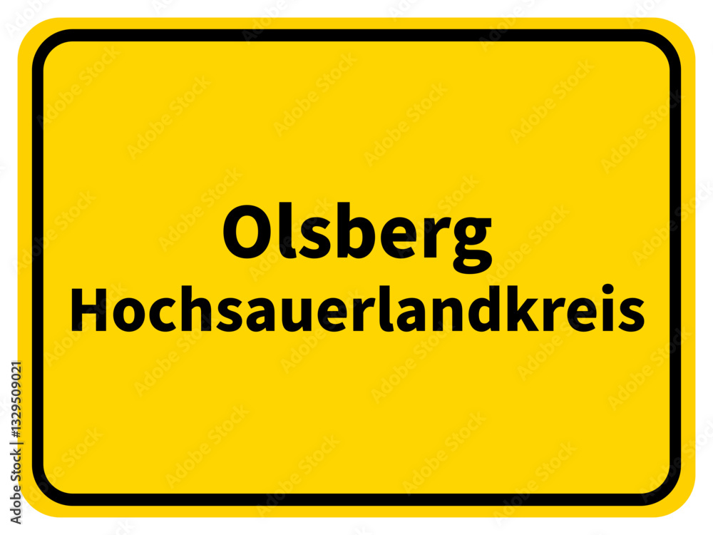 Fototapeta premium Illustration eines Stadteingangsschildes von Olsberg, einer Gemeinde des Hochsauerlandkreis im Sauerland