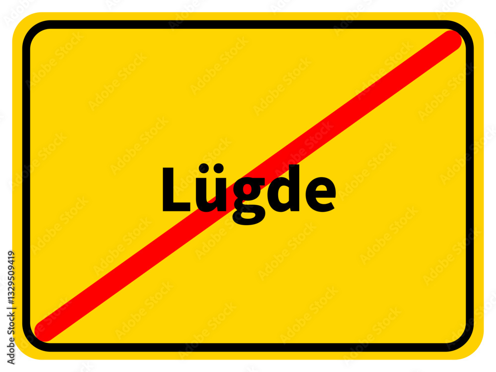 Illustration eines Stadtausgangsschildes von Lüdge, einer Gemeinde des Kreises Lippe Illustration eines Stadtausgangsschildes von Lüdge, einer Gemeinde des Kreises Lippe