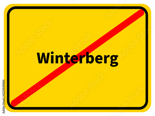 Illustration eines Stadtausgangsschildes von Winterberg, einer Gemeinde des Hochsauerlandkreises im Sauerland