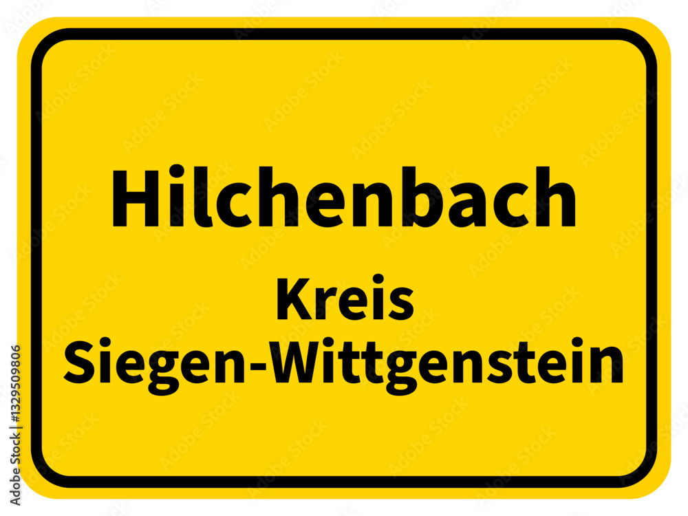 Obraz premium Illustration eines Stadteingangsschildes von Hilchenbach, einer Gemeinde des Kreises Siegen-Wittgenstein im Siegerland