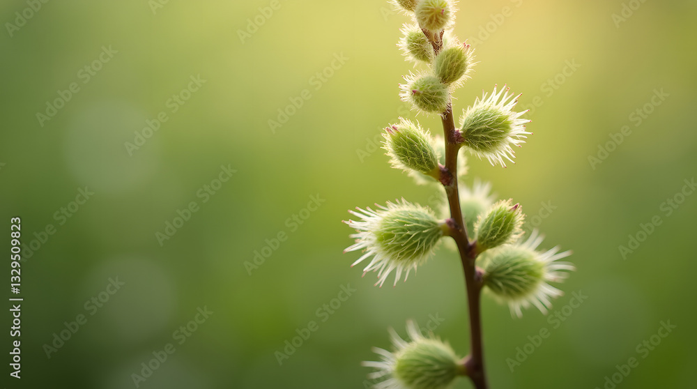 Soft Willow Catkins Gently Swaying in the Spring Breeze, Symbolizing Nature's Renewal and the Beauty of Delicate Buds and Growth Soft Willow Catkins Gently Swaying in the Spring Breeze, Symbolizing Nature's Renewal and the Beauty of Delicate Buds and Growth