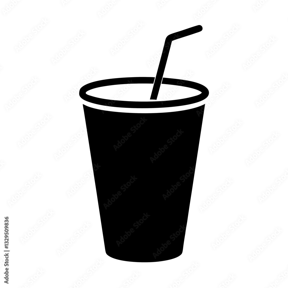 A minimalistic, line-art illustration featuring a cup with a straw A minimalistic, line-art illustration featuring a cup with a straw