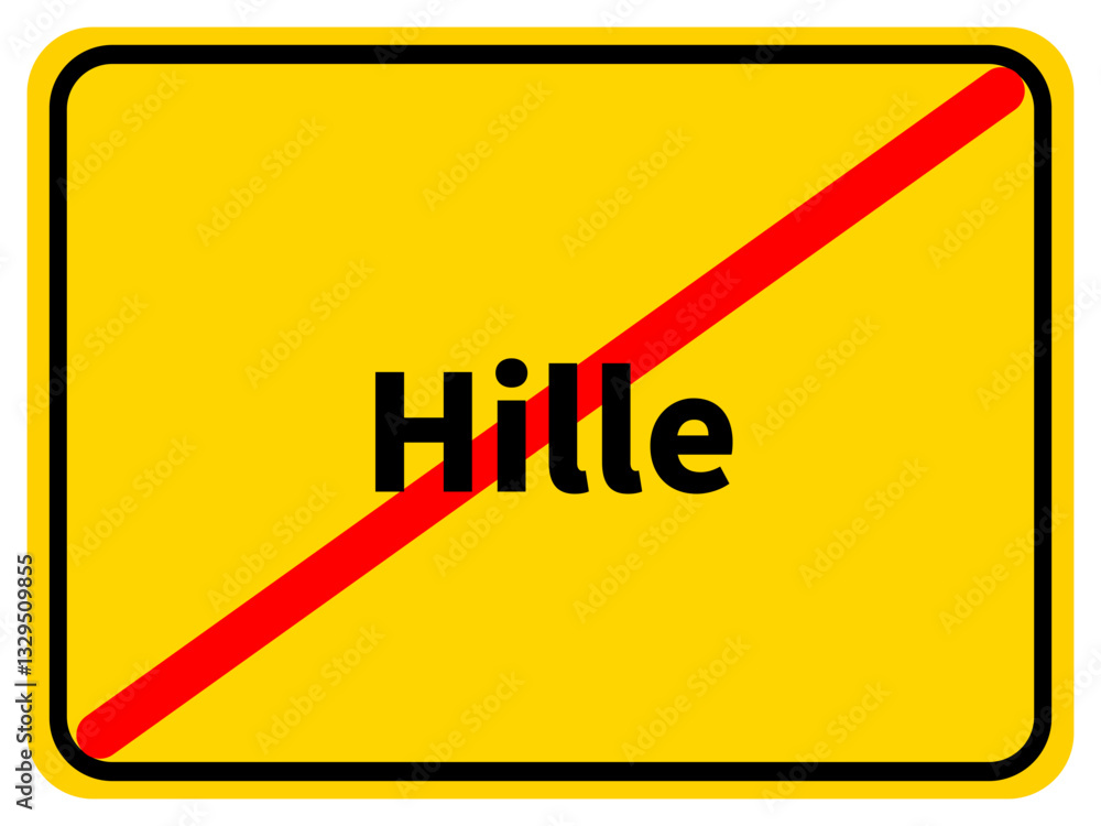 Illustration eines Stadtausgangsschildes von Hille, einer Gemeinde des Kreises Minden-Lübbecke Illustration eines Stadtausgangsschildes von Hille, einer Gemeinde des Kreises Minden-Lübbecke