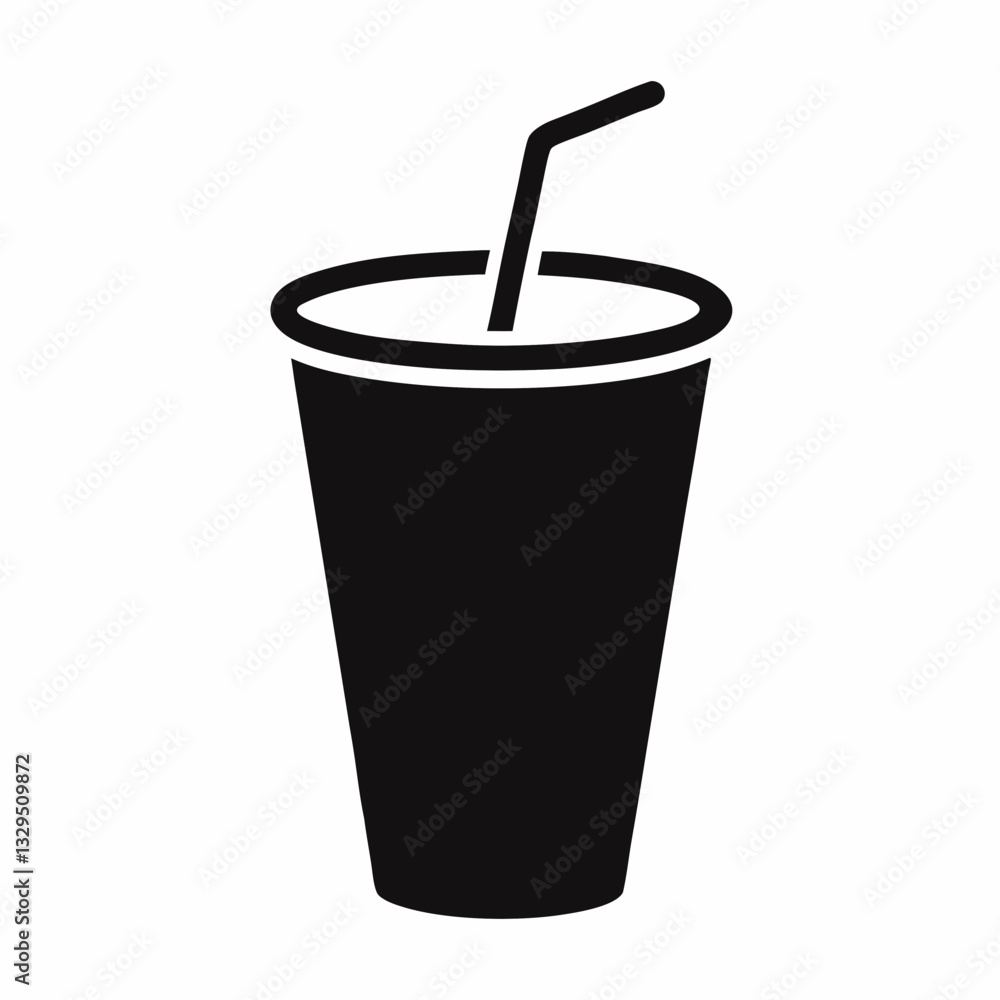 A minimalistic, line-art illustration featuring a cup with a straw A minimalistic, line-art illustration featuring a cup with a straw