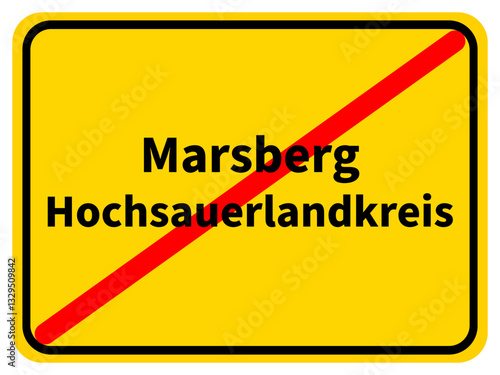 Illustration eines Stadtausgangsschildes von Marsberg, einer Gemeinde des Hochsauerlandkreises im Sauerland