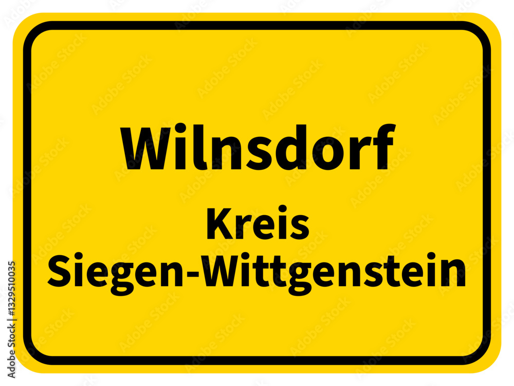 Fototapeta premium Illustration eines Stadteingangsschildes von Wilnsdorf, einer Gemeinde des Kreises Siegen-Wittgenstein im Siegerland