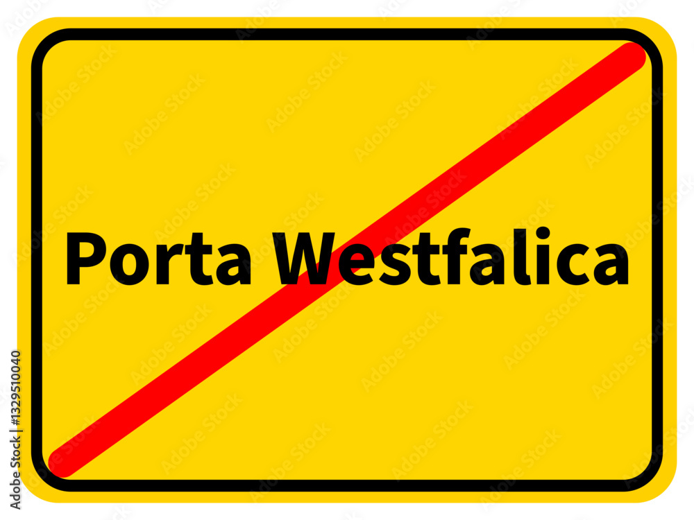 Illustration eines Stadtausgangsschildes von Porta Westfalica, einer Gemeinde des Kreises Minden-Lübbecke Illustration eines Stadtausgangsschildes von Porta Westfalica, einer Gemeinde des Kreises Minden-Lübbecke