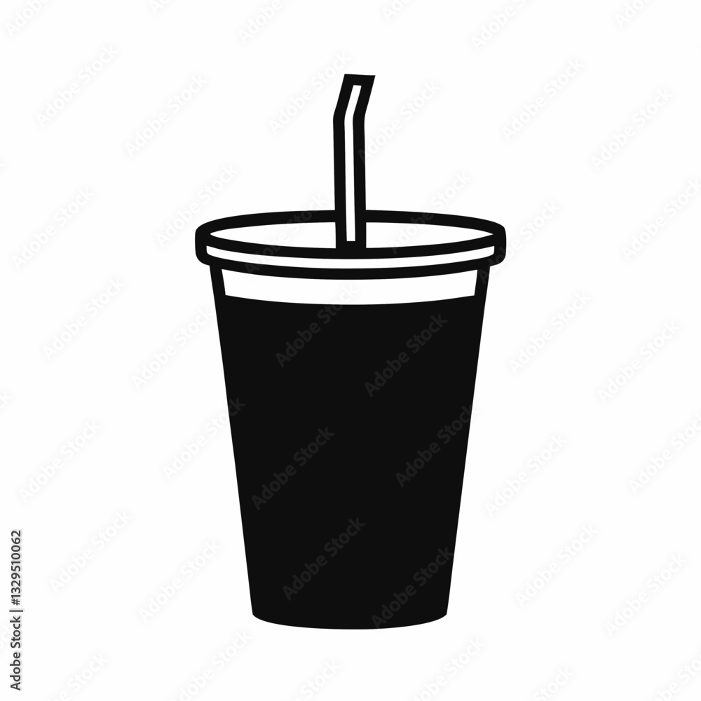 A minimalistic, line-art illustration featuring a cup with a straw A minimalistic, line-art illustration featuring a cup with a straw
