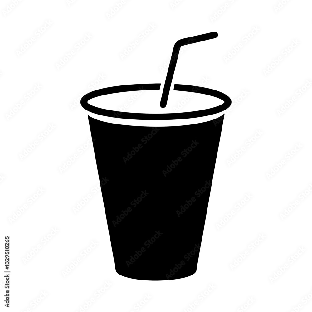 A minimalistic, line-art illustration featuring a cup with a straw A minimalistic, line-art illustration featuring a cup with a straw