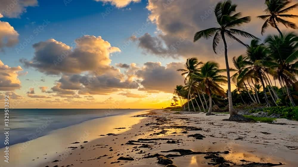 Tropischer Strand mit ruhigem türkisblauem Wasser