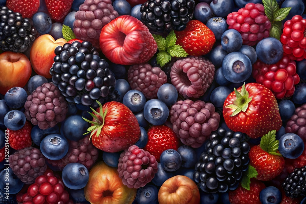 Abundance of Mixed Berries with Raspberries, Blackberries, and Blueberries Abundance of Mixed Berries with Raspberries, Blackberries, and Blueberries