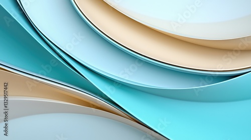 Abstract Blue Beige Cream Swirling Wave Design