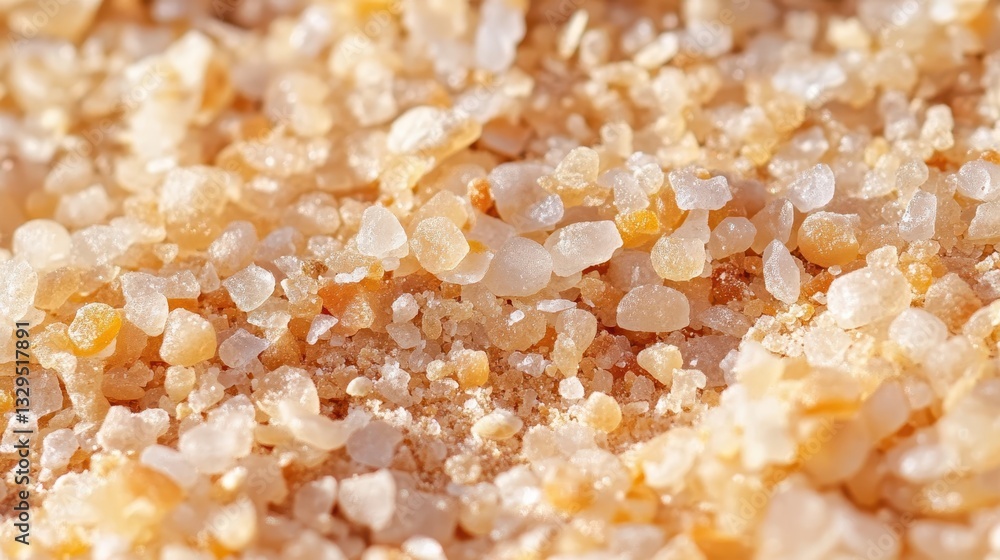Small textured crystalline granules with varying light tan colors Small textured crystalline granules with varying light tan colors