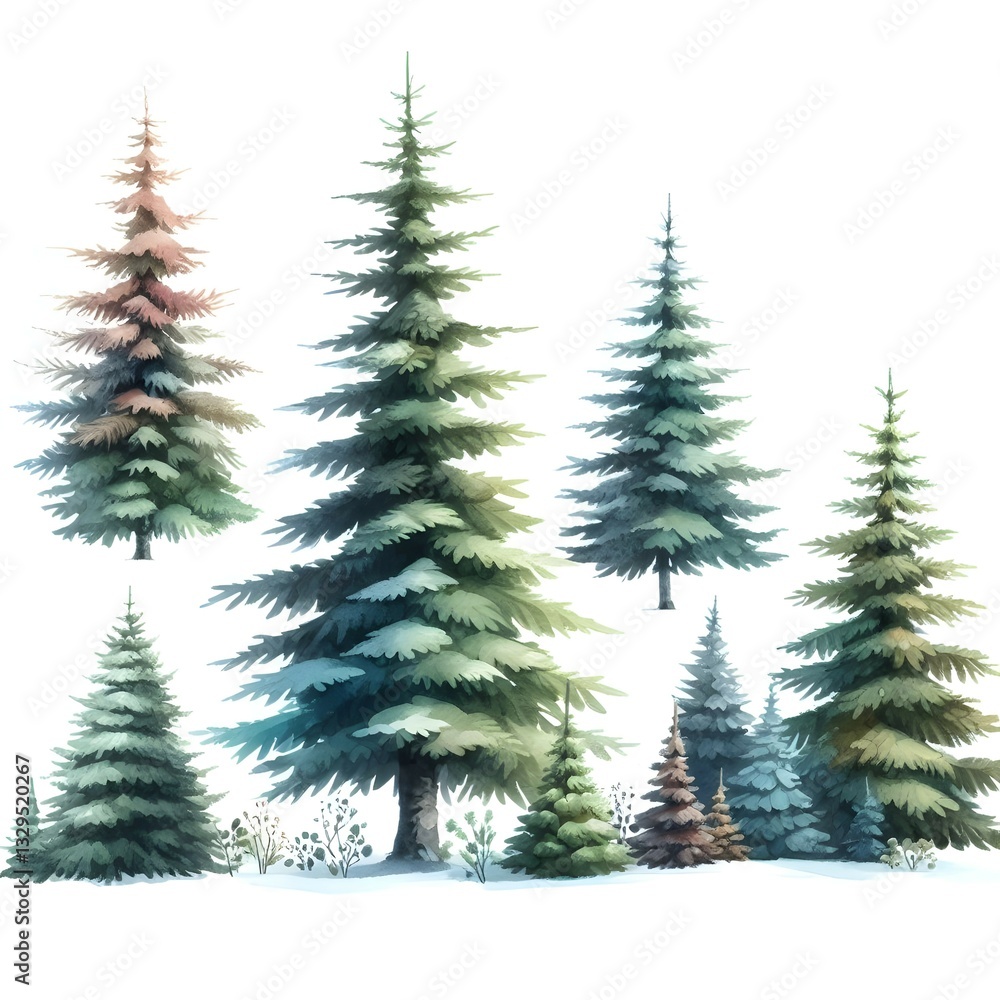 Obraz premium snow covered pine trees