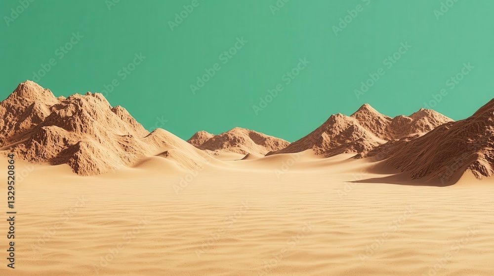 Fototapeta premium Windswept dunes creating smooth, flowing textures, isolated desert scene, green screen