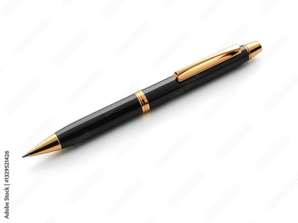 Elegant black and gold fountain pen, isolated on a white background. Generative AI Elegant black and gold fountain pen, isolated on a white background. Generative AI