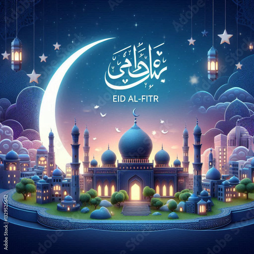 Eid Night with Symbols of Victory and Togetherness