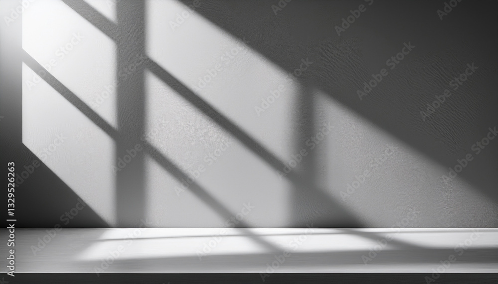 Minimalist Interior Background Scene: Empty Room with Textured Floor, Gray Wall, and Dramatic Geometric Window Shadow Cast by Natural Sunlight - Perfect for Product Placement Mockups Minimalist Interior Background Scene: Empty Room with Textured Floor, Gray Wall, and Dramatic Geometric Window Shadow Cast by Natural Sunlight - Perfect for Product Placement Mockups