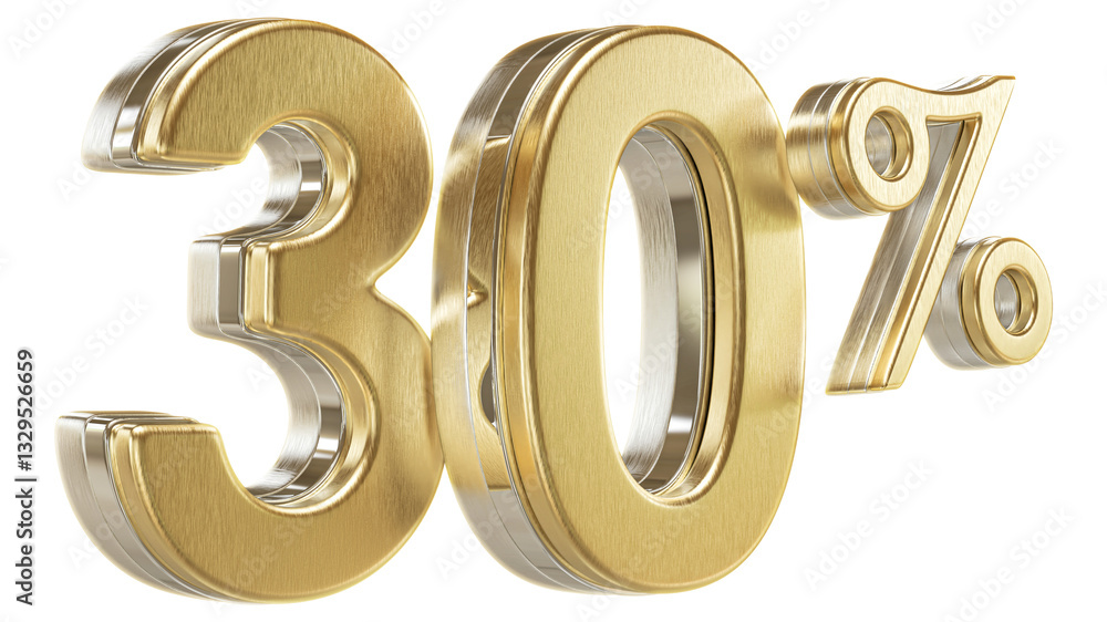 30 Percent Off Sale Golden Number Discount 3D Render 30 Percent Off Sale Golden Number Discount 3D Render