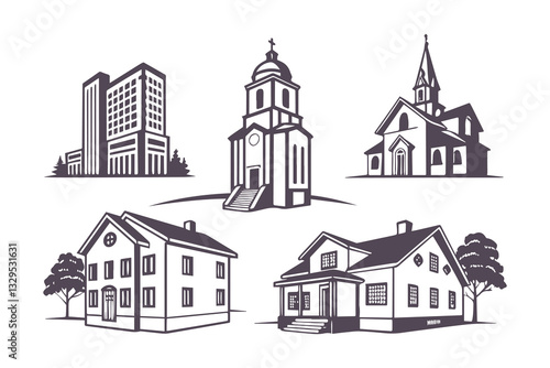 Wallpaper Mural City Skyline Silhouette Vector Set Isolated Clipart Illustration Torontodigital.ca