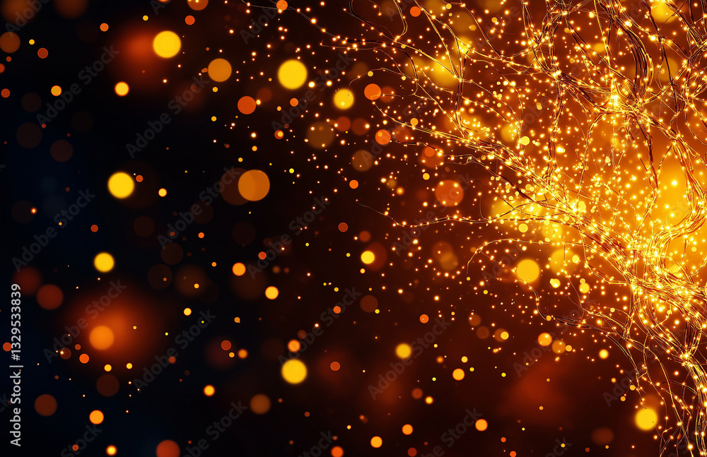 Fototapeta premium vibrant background featuring warm golden lights and glowing particles, creating magical and festive atmosphere. Perfect for celebrations and artistic designs