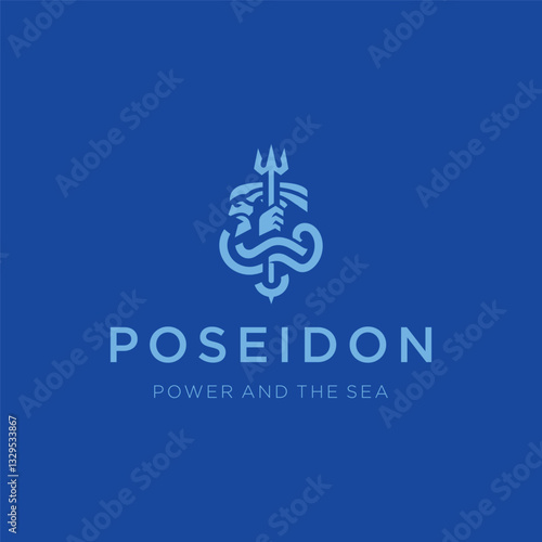 Poseidon Holding Spear Logo – A majestic Poseidon logo symbolizing power and the sea.