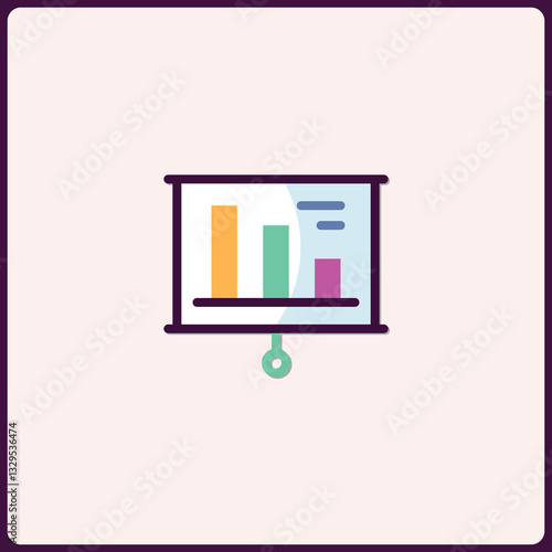 Presentation screen visualizing data analysis and statistical information