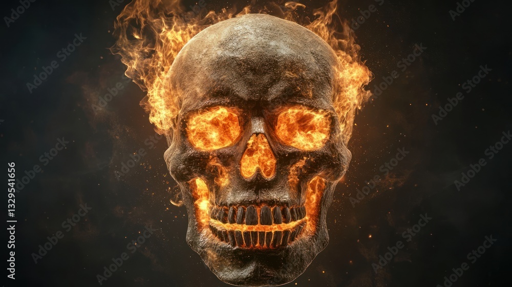 Fiery Skull: A Blazing Digital Artwork Fiery Skull: A Blazing Digital Artwork