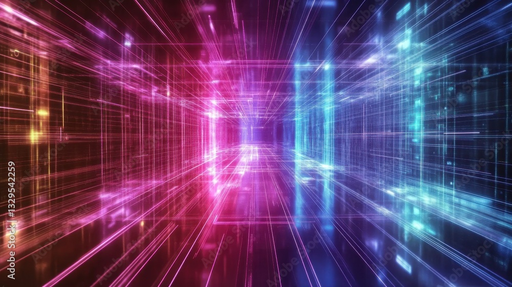 Quantum chip glowing under holographic qubit overlay Quantum chip glowing under holographic qubit overlay
