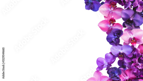Wallpaper Mural purple and pink orchids on a white background creating a visually appealing frame that emphasizes beauty and elegance ideal for floral-themed designs or decoration Torontodigital.ca