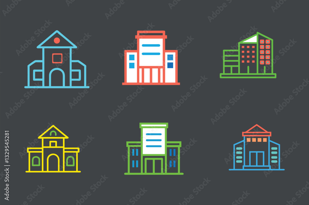 Set of house, home vector icon illustration on black background. Set of house, home vector icon illustration on black background.