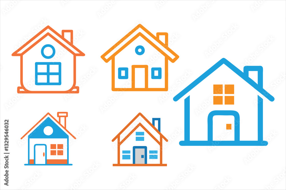 Set of house, home vector icon illustration on white background. Set of house, home vector icon illustration on white background.